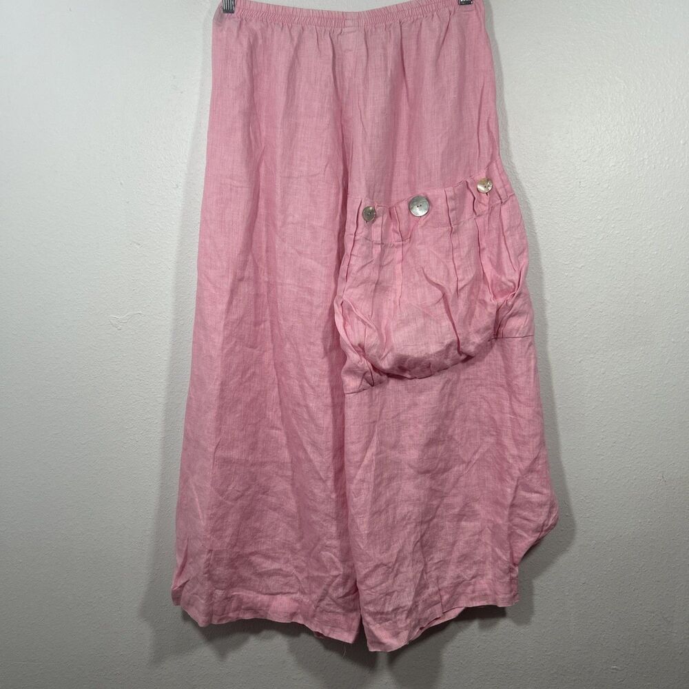 B Hadikusumo Pant Womens Small Pink Linen Harem Beachy Pull On Resort Langenlook
